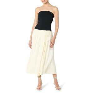 The Drop Women’s Lillian Mixed Media Strapless Maxi Dress, Black/Ivory, M